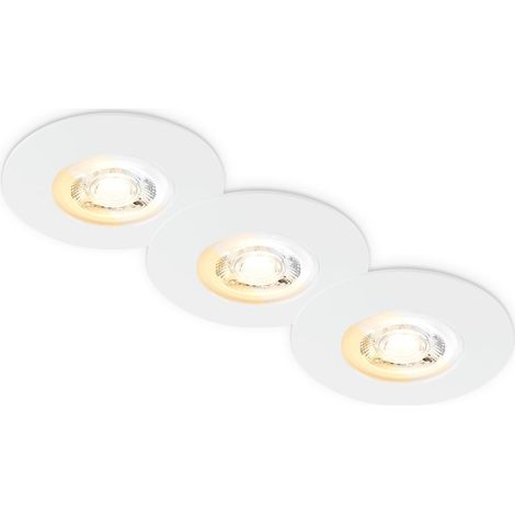 Briloner 3er Set LED Einbaustrahler CTS Schalter Ø90x24 mm Rund 4,9W, 460lm, 2700K-4000K Warmweiß bis Neutralweiß Dimmbar IP65 Weiß - Einbauleuchten Wohnzimmer Flur (1/5)
