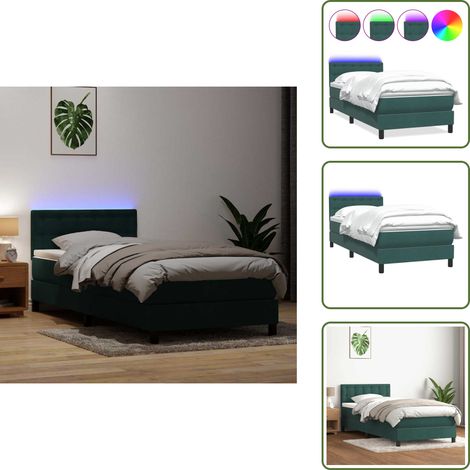 Boxspringbett mit Matratze Dunkelgrün 80x220 cm Samt - Boxspringbett - Boxspringbetten - Bett - Schlafzimmermöbel (1/5)
