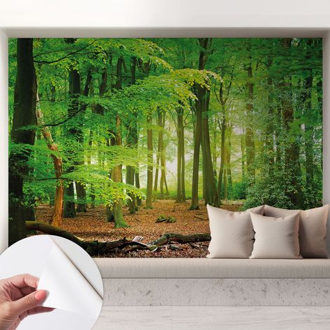 Fotomurale adesivo stickers - murali decorativo - soggiorno moderno - effetto realistico - Foresta verde 208x146 cm (1/5)