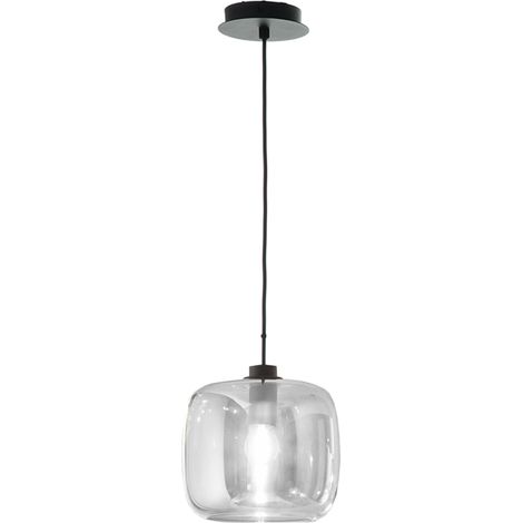 Suspension en verre et métal design moderne Verve 2 - Transparent (1/2)