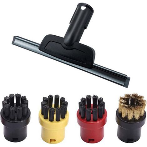 Kit de accesorios aplicable para limpiadores a vapor Karcher, kit de accesorios para limpieza de ventanas, tiras raspadoras de vidrio, cepillos redondos, compatible con la serie Easy Fix SC1 SC2 SC3 S