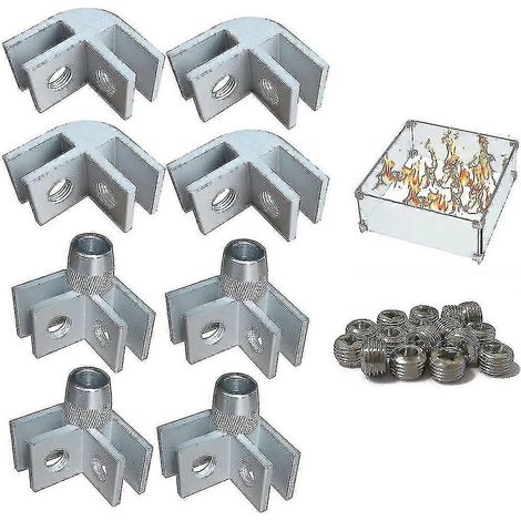 Kit de protection anti-vent en verre à monter soi-même, 8 pièces, pièces de protection anti-vent pour foyer extérieur, connecteurs d'angle en verre (1/5)