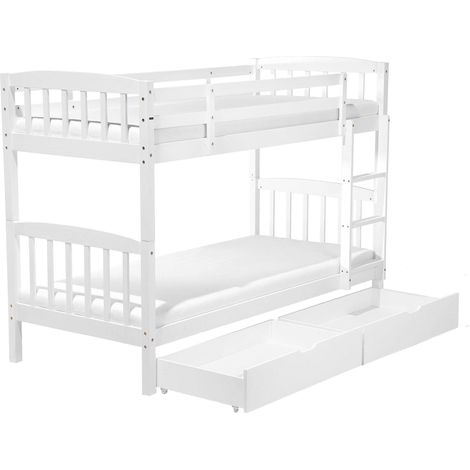 Letto A Castello 90 x 200 cm in Legno Bianco con Cassettiera Revin (1/5)