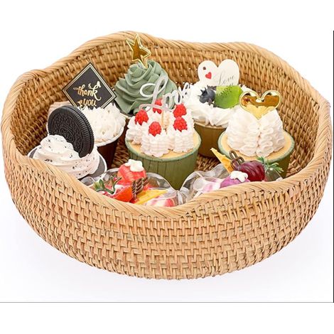 Panier de service corbeille à fruits panier d’osier décoration table rangement cookies,pain,fruits (28CM) (1/5)