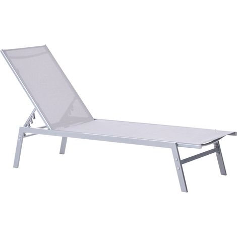 Gartenliege Grau Stahl Polyester verstellbare Rückenlehne modern Garten Terasse Balkon