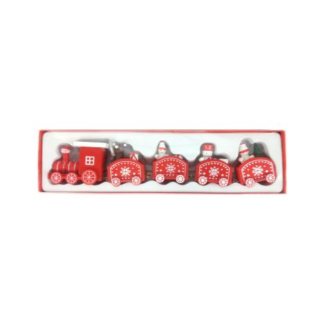 Mini-Mahagoni-Eisenbahn schmückt den Weihnachtstisch, Weihnachten, Weihnachtsdekoration, Weihnachtsfeier, Hausdekoration, Geschenke, Party