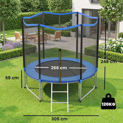 Un trampoline de 305 cm avec filet de sécurité et échelle extérieure. (1/5)