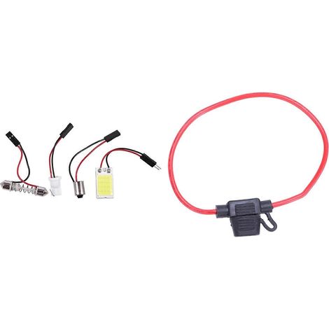 Compatible avec un porte-fusible à lame miniature automobile 14AWG (20A) et un ensemble de 18 panneaux d'ampoules LED COB + adaptateur de douille de lampe T10. (1/5)