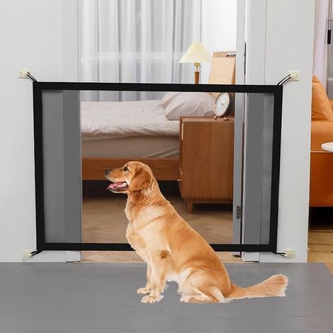 Barrera de seguridad para perros y mascotas: barrera mágica sin necesidad de taladrar para escaleras, pasillos y puertas (100 × 78 cm) (1/5)