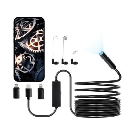 Caméra Endoscopique avec Câble Semi-rigide 5 m Endoscope HD 1920p (1/5)