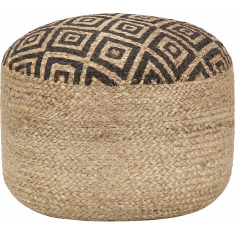 vidaXL Handmade Pouffe Black 45x30 cm Jute