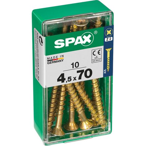 Boîte 10 Unités. Vis A Bois Spax Cab. Plat Yellox 4.5x70mm Spax (1/2)