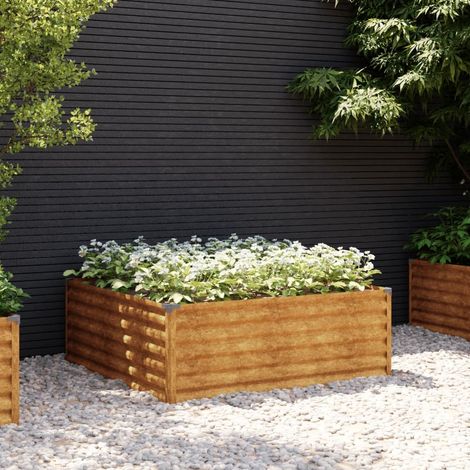 Jardinière Relief Acier Corten 100 X 100 X 36 cm. Aspect Rouille, Très tendance. Jardin, Patio, Balcon (1/5)