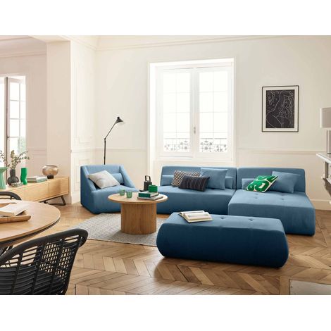 Onyx - 4-sitzer modulares ecksofa beidseitig montierbar - cord - blau