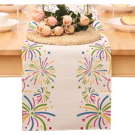 Chemin de table « Bonne année ». nappe noire et or à pois et étoiles. décoration pour la maison et la cuisine. ambiance champêtre. linge de table en toile de jute pour les fêtes d'hiver 2026 (1/5)