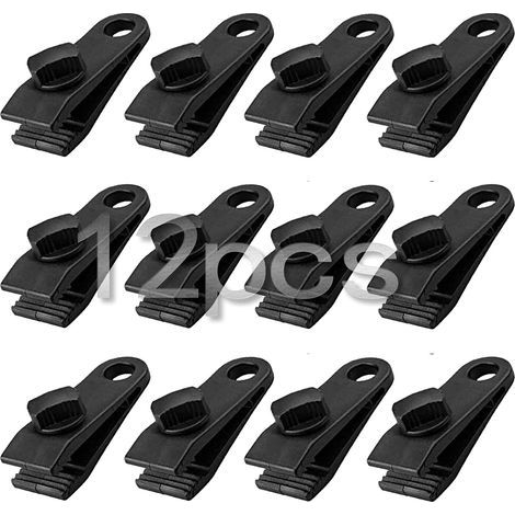 Lot de 12 Pinces Robustes pour bâches,adaptées aux tentes,bâches,Camping Cars,auvents de Jardin et Housses,Noir (1/5)