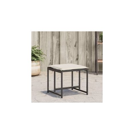Tabourets de jardin avec coussins lot de 4 noir résine tressée (1/5)