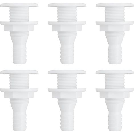 6 Pièces Raccord de Cale Traversant avec Coude de Tuyau de 3/4" 19 Mm Bouchon de Vidange pour Pompe de Bateau évier Et Pont (1/5)