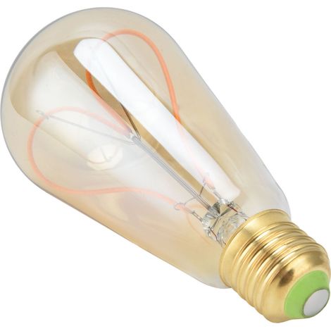 Ampoule LED à filament ST64 en forme de cœur, style antique, culot E27, 4 W, lumière chaude, finition dorée. (1/5)