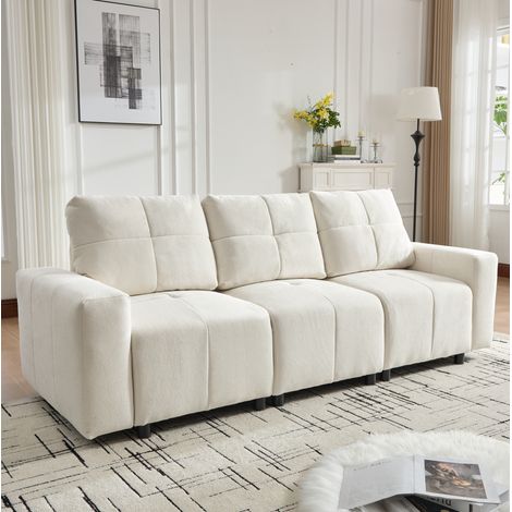 Sofa 3-Sitzer mit Schlaffunktion 213 cm Chenille Beige OKMYHOME (1/5)