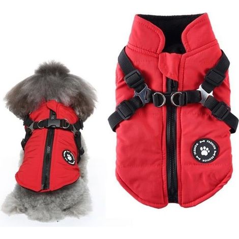 Veste pour Chien - VIPITH - Modèle d'Hiver - Imperméable - Taille L - Rouge (1/4)