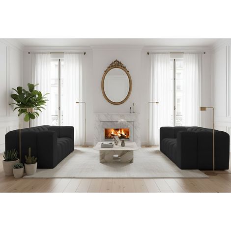 Sofaset Designersofa SOLVIE 2-2 in Stoff Tiffani Schwarz (1/4)