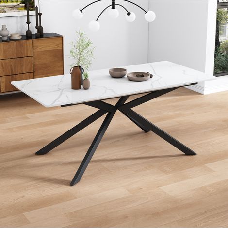 MEUBLIV Tavolo allungabile 180x70 cm nero e bianco – piano effetto marmo (1/5)