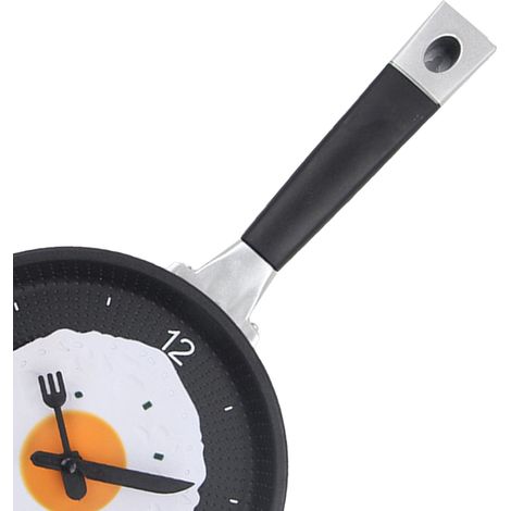 Horloge murale ABS, horloge créative pour restaurant, horloge pour salon, horloge simple en forme de poêle à frire pour la cuisine, petite horloge noire silencieuse (1/5)