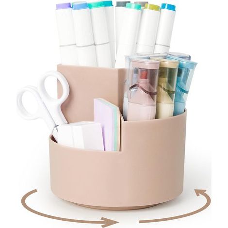 Rotating Pencil Holder, Desk Organizer, 360 Degree Swivel Pen Holder with 3 Compartments, Large Capacity Desktop Pen Storage for Stationery, Makeup, Crafts (1/5)