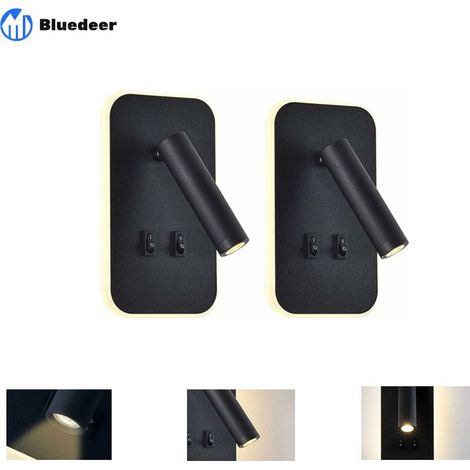 Applique murale chambre LED – Lot de 2 liseuses orientables 3000K – Aluminium noir – Installation facile en quelques minutes (1/5)