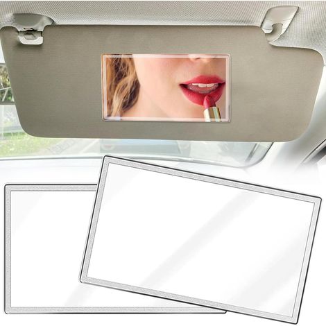 2 Pièces Miroir de Courtoisie Pour Pare-Soleil de Voiture, Miroir de Maquillage Hd Inoxydable pour Intérieur de Voiture, Auto Adhésif Miroir Pare Soleil en Acier Inoxydable(11x6,5cm) (1/5)