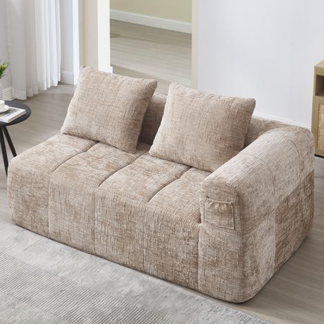 Sofá chaise lounge con bolsillo lateral y cojín khaki OKMYHOME (1/5)