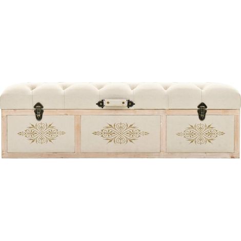 Maison Exclusive - Cassapanca 110 cm Crema in Legno Massello di Abete (1/5)