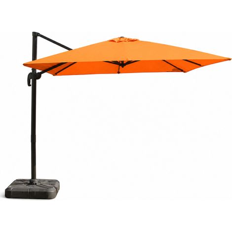 Quadratischer, versetzter, drehbarer Sonnenschirm 3x3 aus Aluminium, orange PALATINO