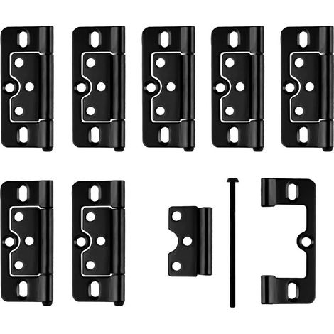 8 Pcs Charniere Porte Lourde, Charnières de Porte Pliables Noires, Charnières de Porte Pliantes Silencieuses sans Mortaise, Charnières pour Intérieures Extérieures Fenêtres Armoires (76 mm x 35 (1/5)