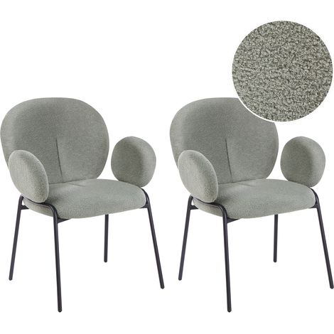 Conjunto de 2 sillas de comedor asiento redondeado tapicería bouclé verde Ely