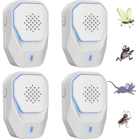 Répulsif électromagnétique ultrasonique efficace, repousse les moustiques, les souris, les fourmis, les mouches, les araignées et les cafards (paquet de 4). (1/5)