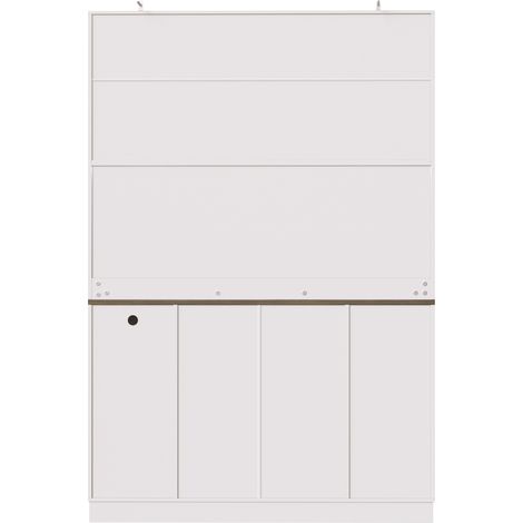 Buffet avec éclairage LED et prises, 120x36,3x180 cm, MDF noir/blanc à six portes et deux tiroirs (1/5)