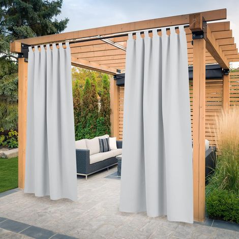 2 Panneaux Rideau Isolant Thermique, Polyester, Pattes Réglables, Blocage Lumière, Pour Pergola Terrasse