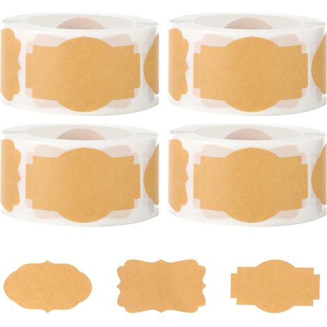 Sollbry 1000 etiquetas para mermelada, 3 estilos, pegatinas para tarros, etiquetas de fruta grabables para botellas de mermelada, manualidades, envoltura de regalos (4 rollos) (1/5)