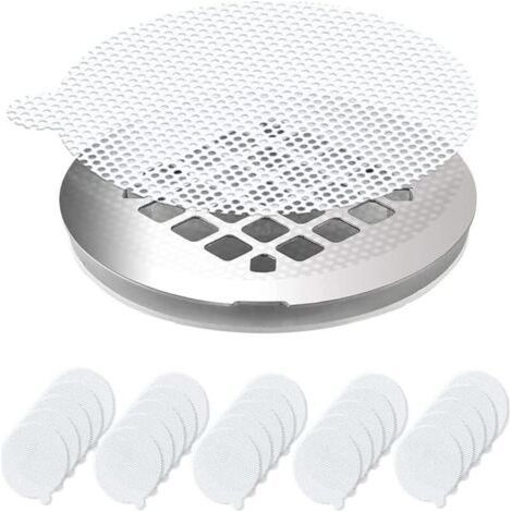 25pcs Hair Trap Net Stickers Disposable Hair Catcher Shower Drain Hair Catcher Net Stickers for Kitchen Bathroom Bathtub Round, Sunny (1/5)