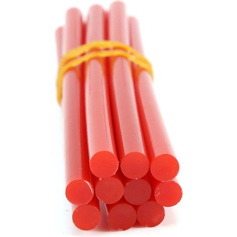 Packung mit 10 Heißklebesticks, 7 x 150 mm, rot, für 20-W-Klebepistolen mit geringer Leistung, farbige Klebstoffe (1/5)