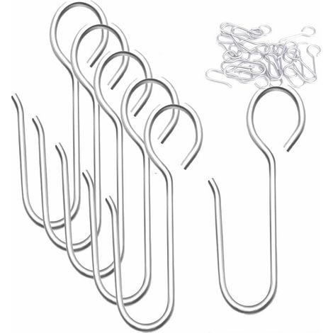 Weihnachtliche und festliche S-förmige Metall-Gardinenschienenhaken aus Edelstahl, Gardinenhaken, Deckenschienenhaken (20 Stück) (1/5)