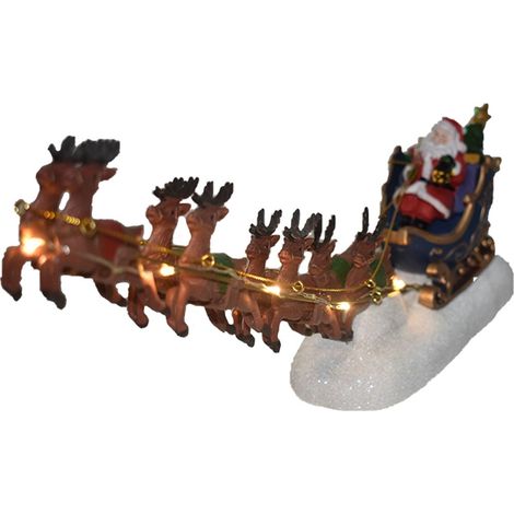 Babbo natale rosso slitta con 8 renne volanti porta i doni regalo di natale luci albero decorazioni addobbi ornamento casa (1/5)