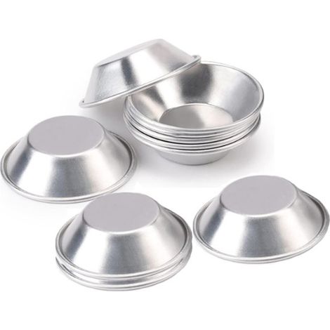 10 pièces - Moules à tartelettes aux œufs - 772cm - Moules de cuisson - argentés - antiadhésifs et réutilisables - Alliage d'aluminium - pour petits moules à tartelettes - Moules à Mini quiches (1/5)