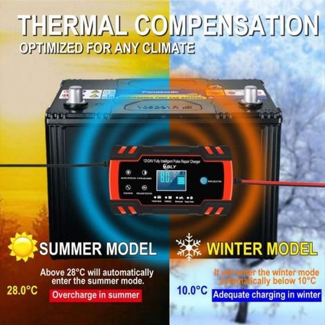12v - 24V 8a 150ah chargeur, chargeur de batterie de moto portable écran LCD pour batterie de voiture de moto (1/4)