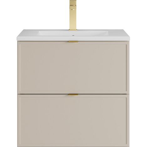 Mobile bagno sospeso con lavabo da incasso e rubinetto Beige 60 cm - ONDIL (1/4)