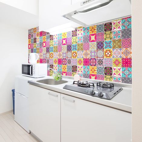 Sticker Mural Carrelage Adhésif Cuisine et Salle de Bain Carrelages Autocollant Azulejos 60 Sticker Tiles de 15x15 cm (1/5)