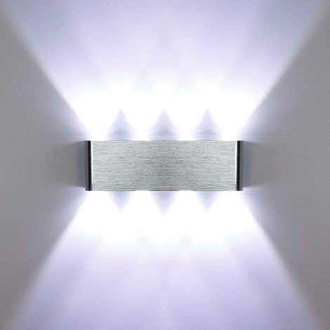 Wandleuchte LED Innen, Silber 8W Modern Aluminium Wandlampe Up and Down für Wohnzimmer Schlafzimmer Flur Treppen (Kaltweiss)