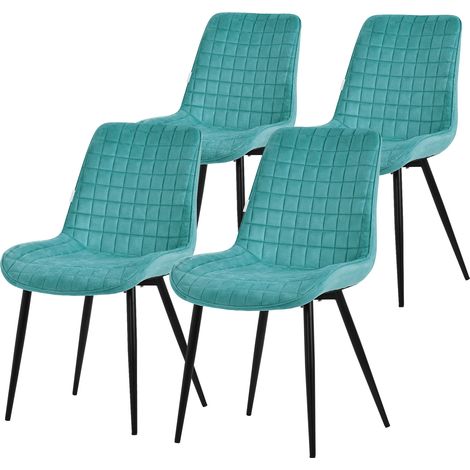 ML-Design Esszimmerstühle 4er Set, Petrol, Sitzfläche aus Samt mit schwarzen Metallbeinen, Küchenstühle mit Rückenlehne, Wohnzimmerstühle, Polsterstühle für Esszimmer Küche Büro, Gepolsterte Sessel
